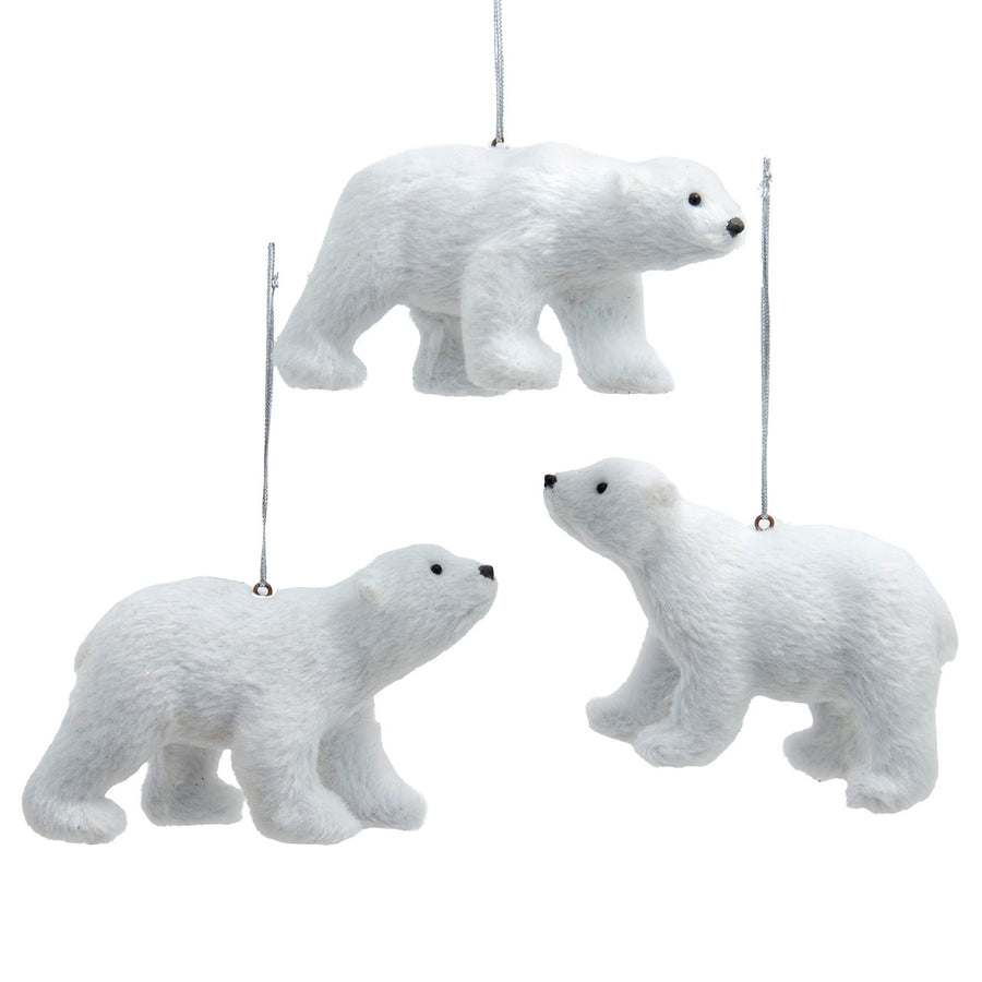 Furry Polar Bear Ornaments
