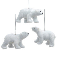 Furry Polar Bear Ornaments