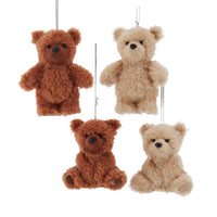 Furry Brown & Tan Teddy Bear Ornaments