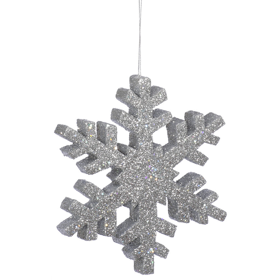 8" Silver Outdoor Glitter Snowflake