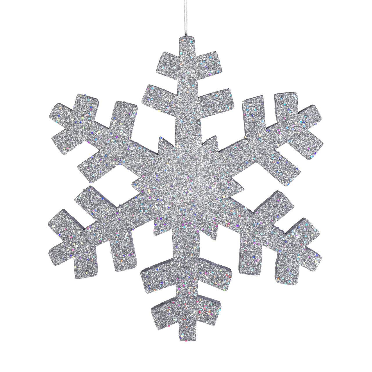 18" Silver Outdoor Glitter Snowflake