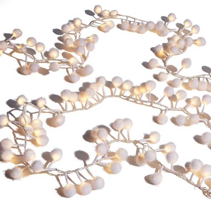 8' White Snowball Snake Light W/130 Warm White Lights