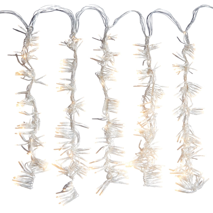 10' Clear Wire Flowing Cluster W/960 Warm White Lights w/Remote