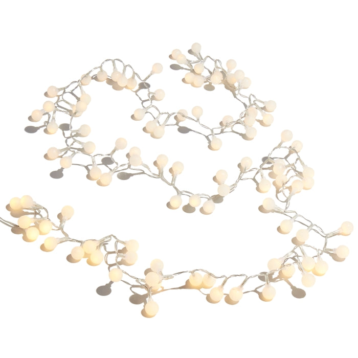 8' Frosted Snowball Snake Light w/96 Warm White Lights