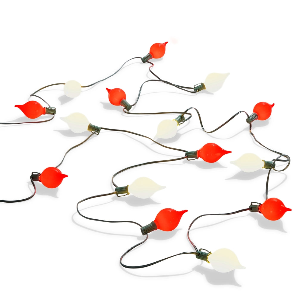 14' Connectable Matte Kismet LED String Lights on Green Wire w/15 Red