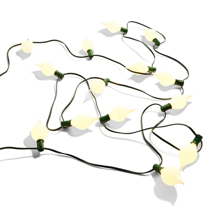 14' Connectable Matte White Kismet LED String Lights on Green Wire w/15 Whi
