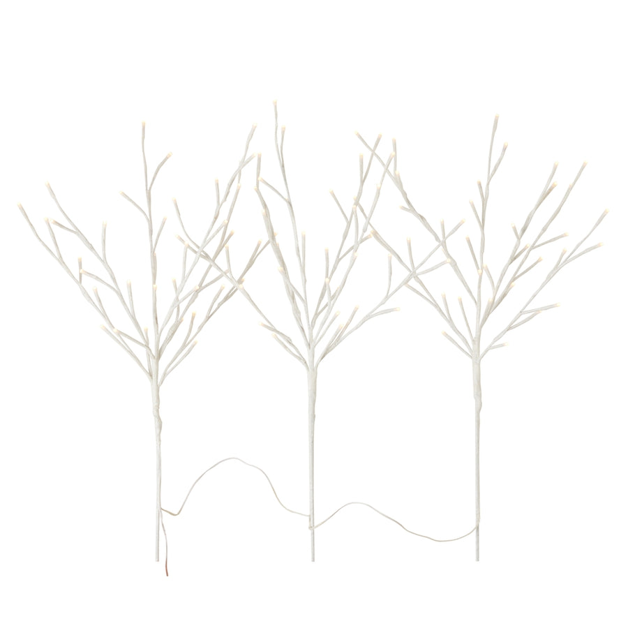 28" White Lighted Connected Iced Branch w/108 White Lights