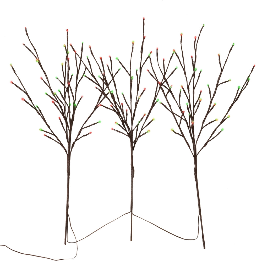 28" Brown Lighted Connected Branch w/108 Red and Green