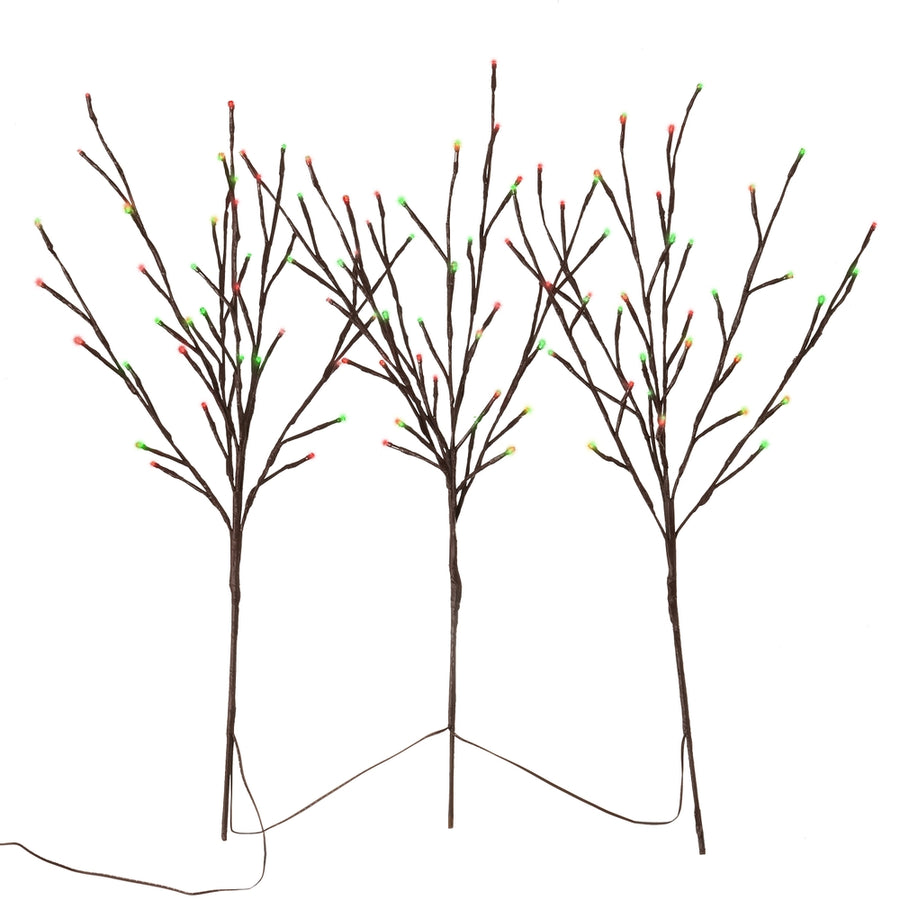 28" Brown Lighted Connected Branch w/108 Red and Green