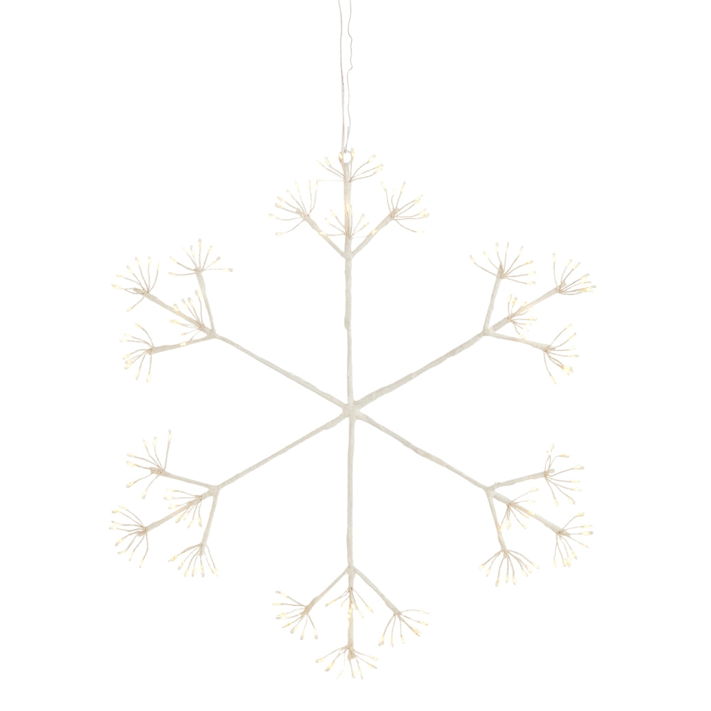20.5" Lighted White Glittered Starburst Snowflake