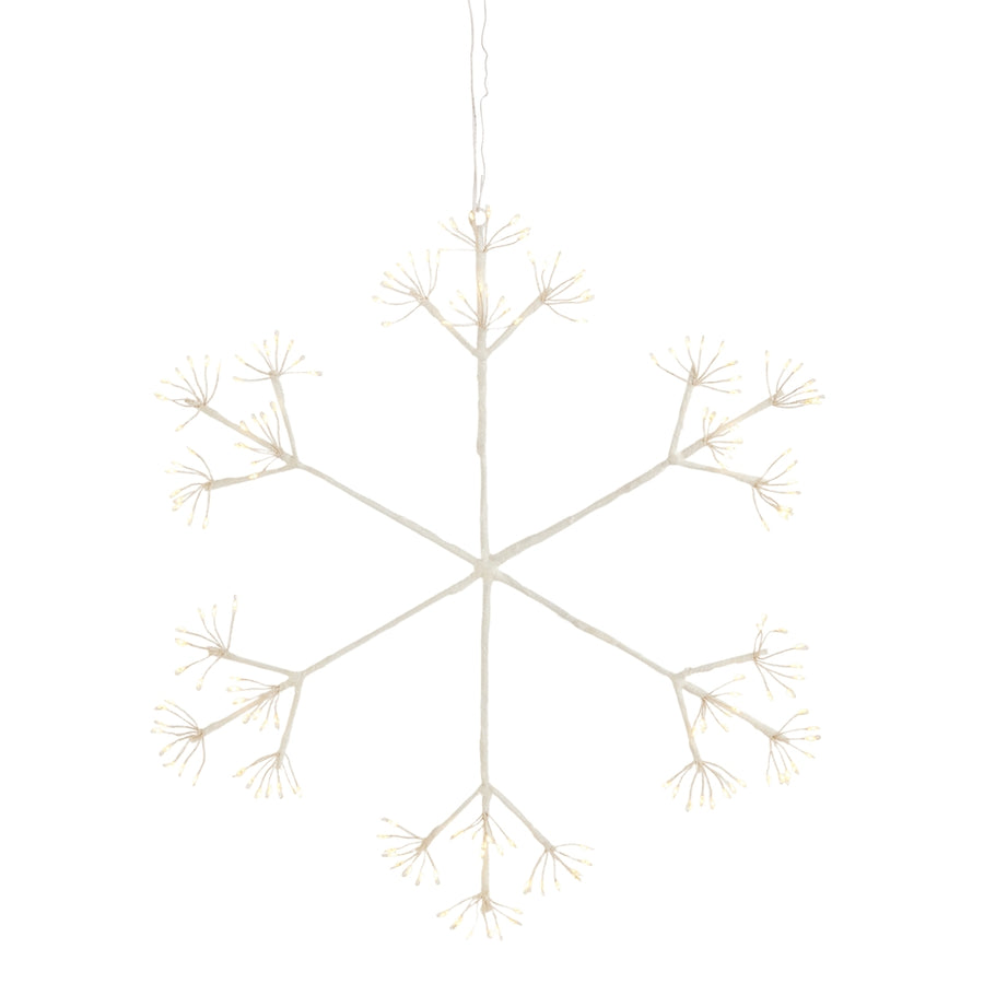 20.5" Lighted White Glittered Starburst Snowflake
