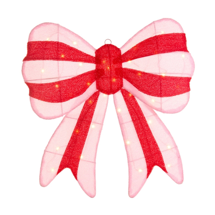 21" Lighted Red and Pink Bow with Stand