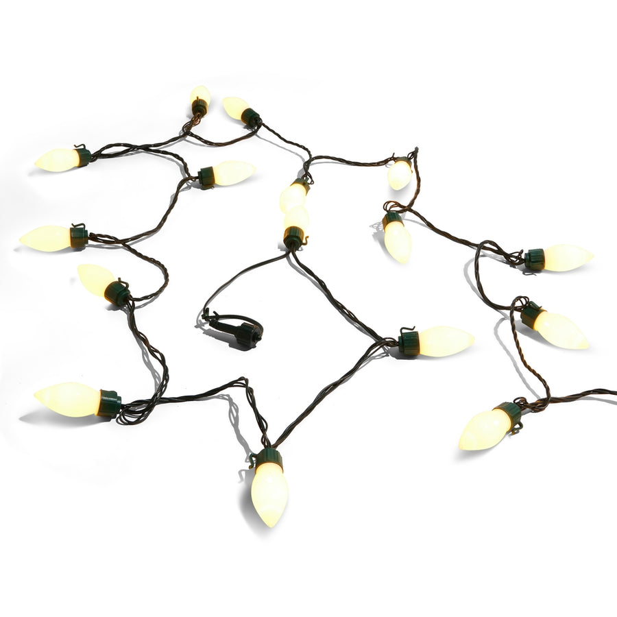 32' Connectable Frosted Vintage String Lights on Green Wire