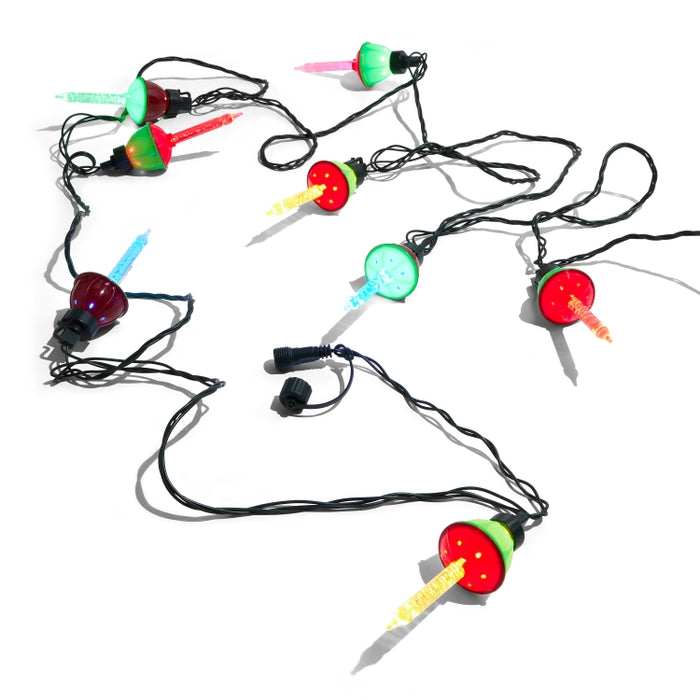 15' Connectable Faux Bubble Lights on Green Wire with 10 Multicolor Lights