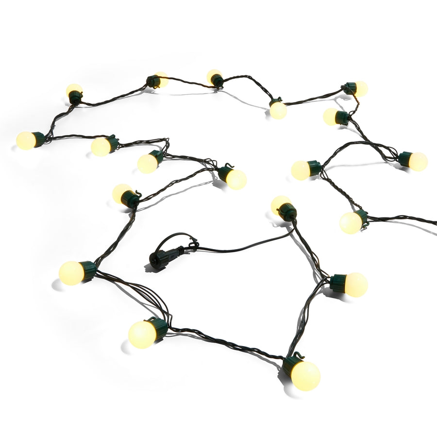14' Connectable Opaque Ball Bulb on Green Wire with 30 Warm