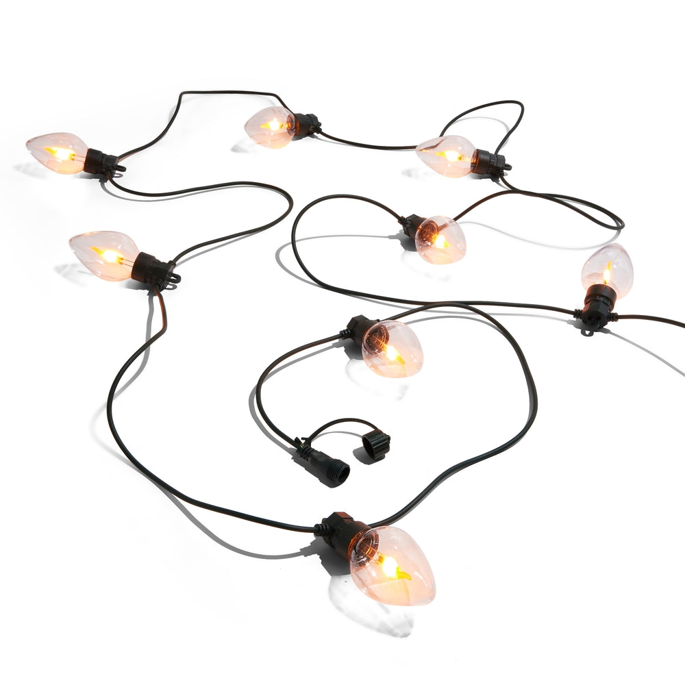 15' Connectable Vintage Bulb on Green Wire with 10 Flicker
