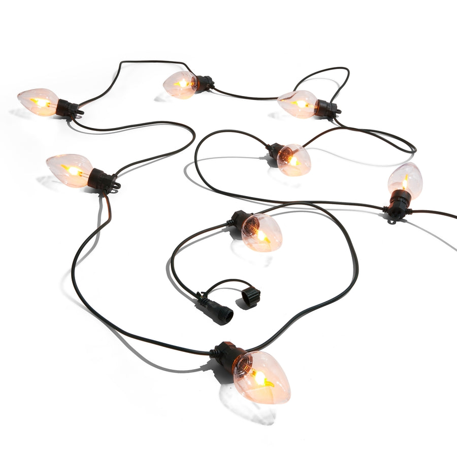15' Connectable Vintage Bulb on Green Wire with 10 Flicker