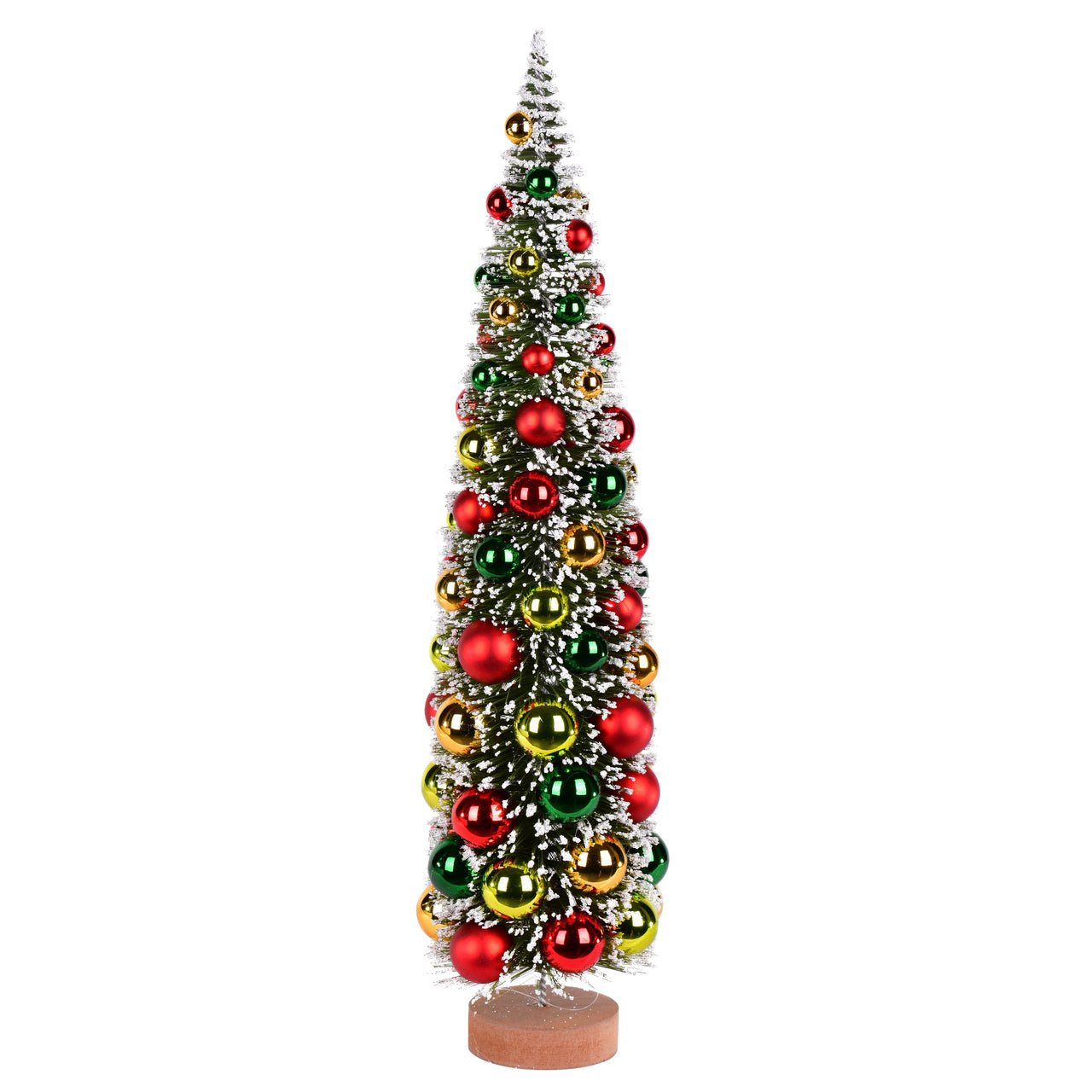 24" Frosted Grn Tree Red-Grn-Gold Balls
