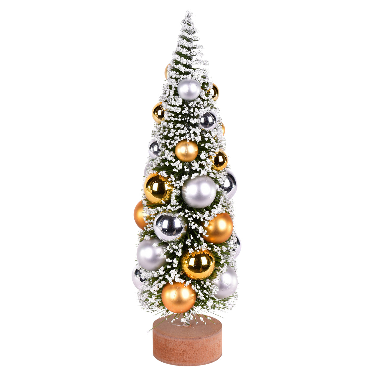 12" Frosted Green Tree Silver-Gold Balls
