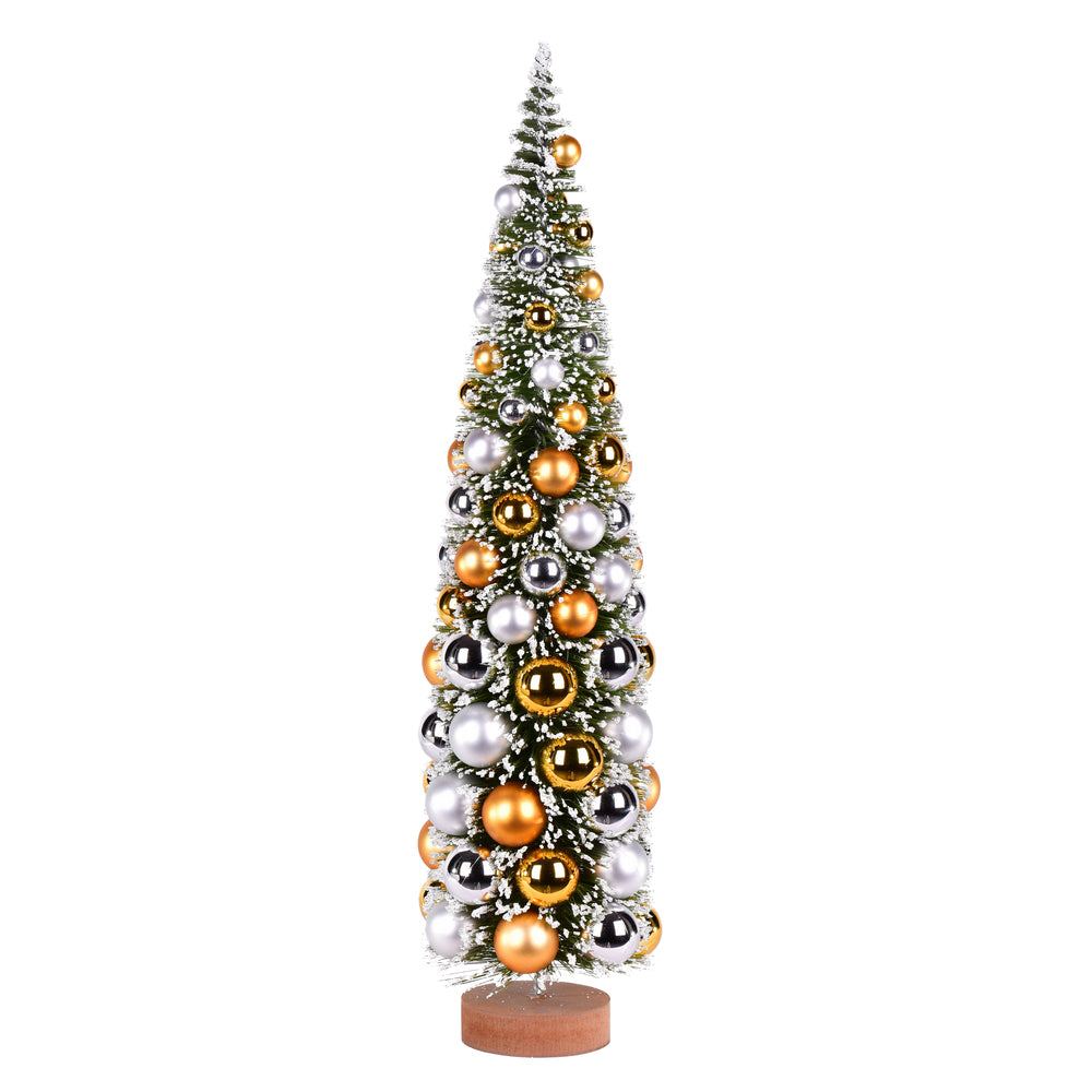 24" Frosted Green Tree Silver-Gold Balls