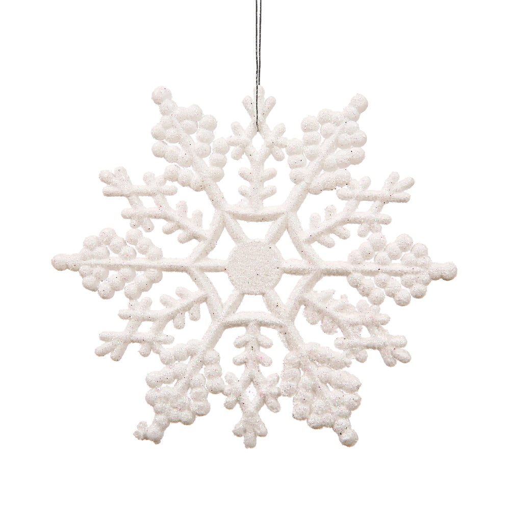 4" White Glitter Snowflake 24/Pvc Box