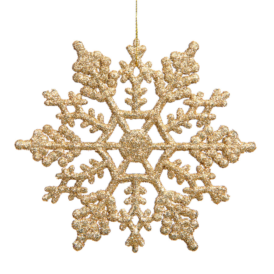 4" Gold Glitter Snowflake 24/Pvc Box