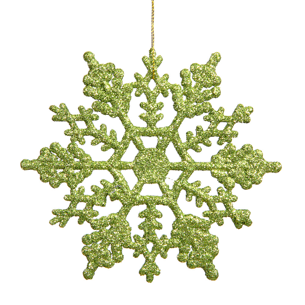 4" Lime Glitter Snowflake 24/Pvc Box