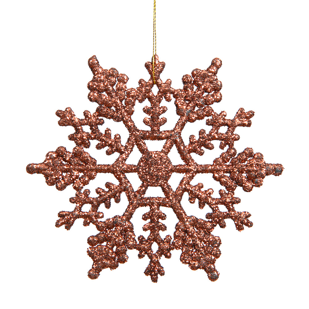 4" Mocha Glitter Snowflake 24/Pvc Box
