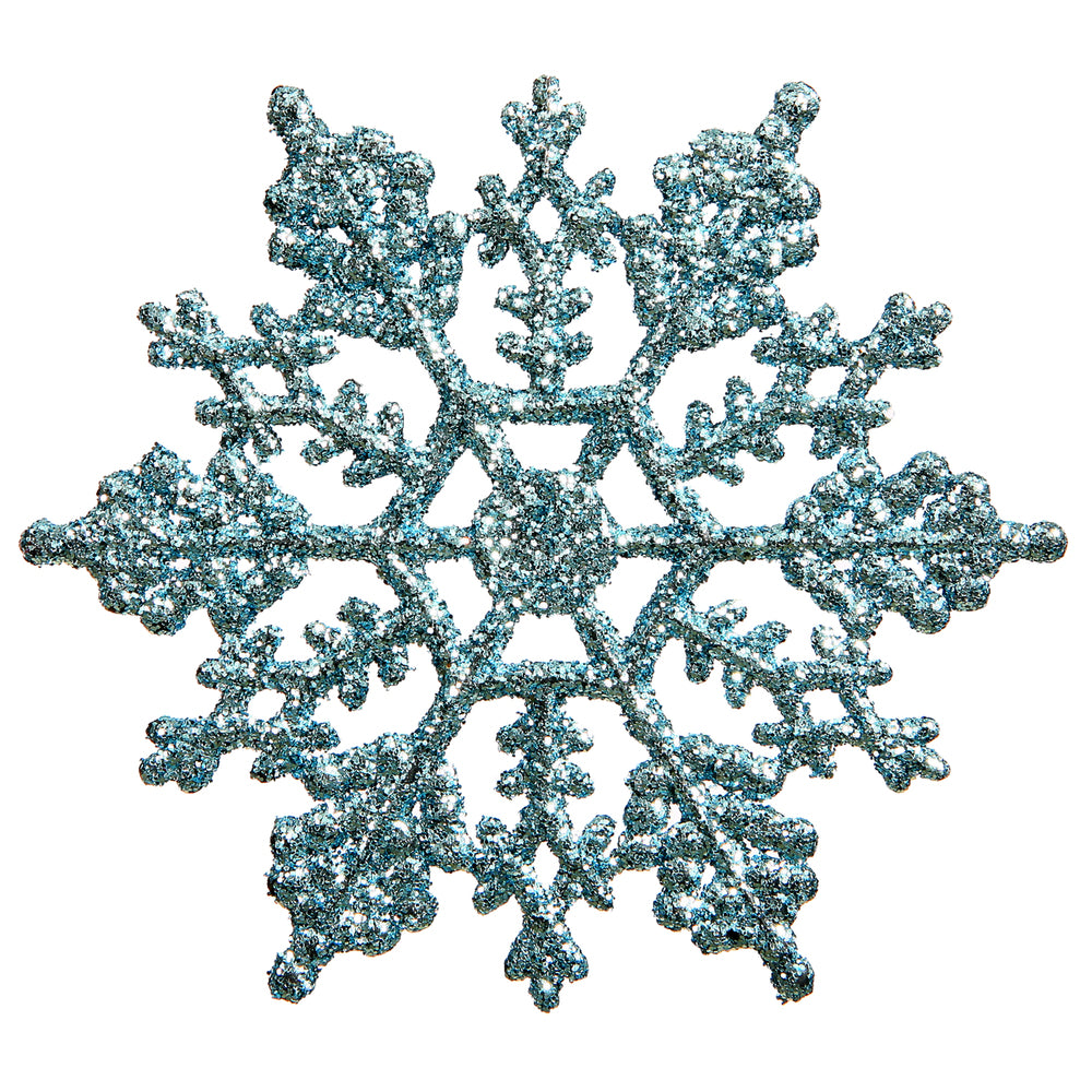4" Baby Blue Glitter Snowflake 24/Pvc Bx