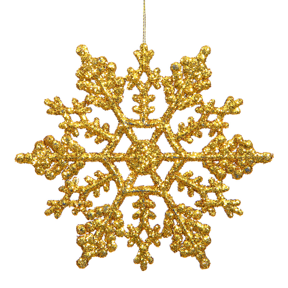 4" Antique Gold Glitter Snowflake