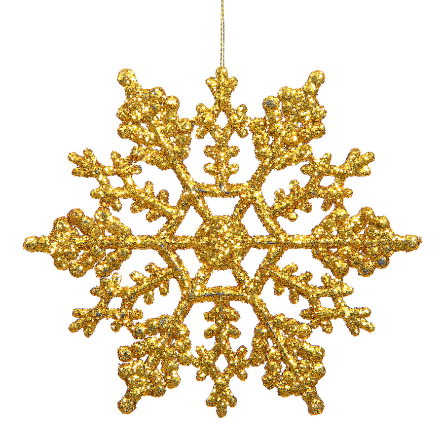 4" Antique Gold Glitter Snowflake
