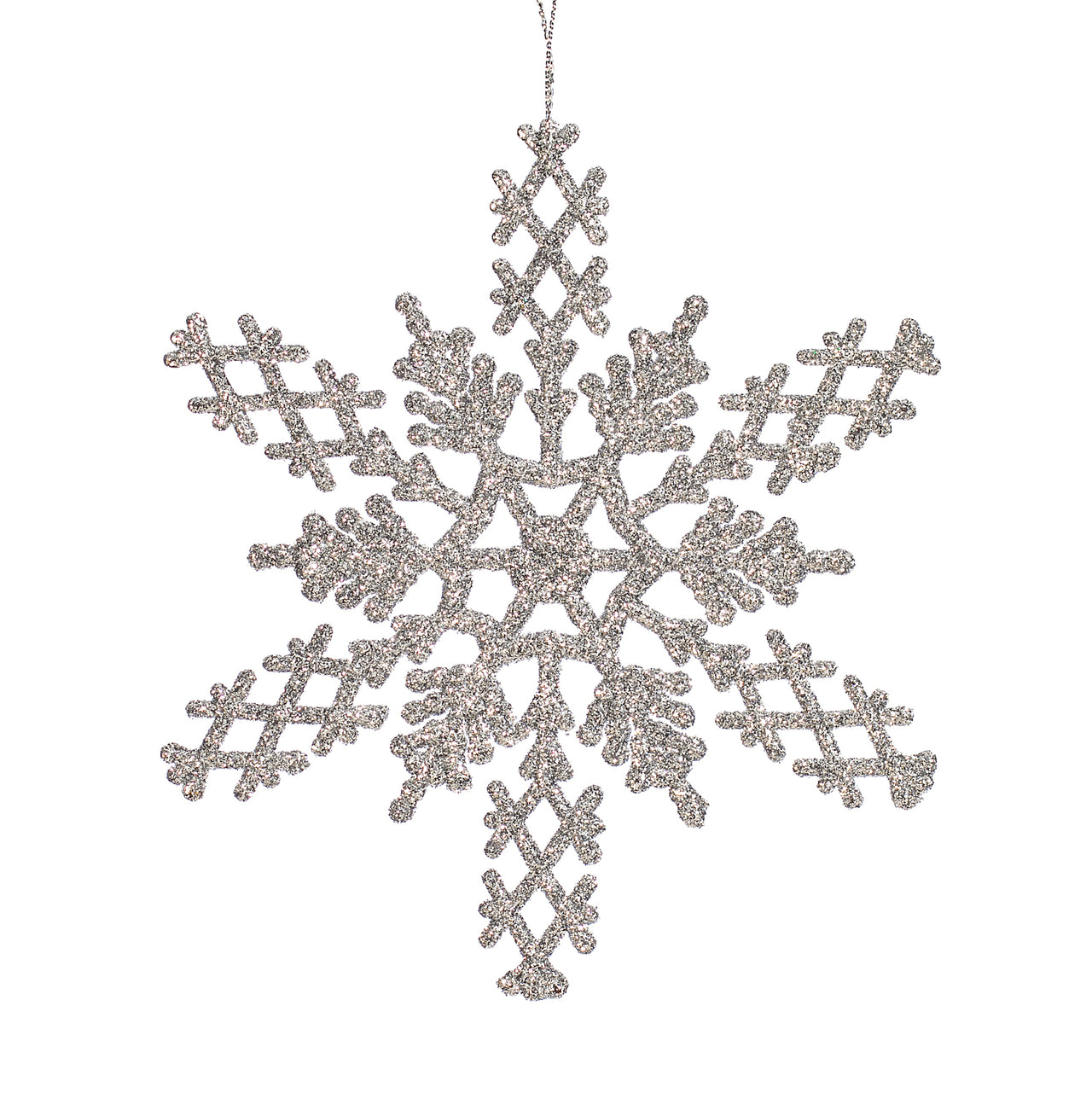 6.25" Silver Glitter Snowflake 12/Pvc Bx