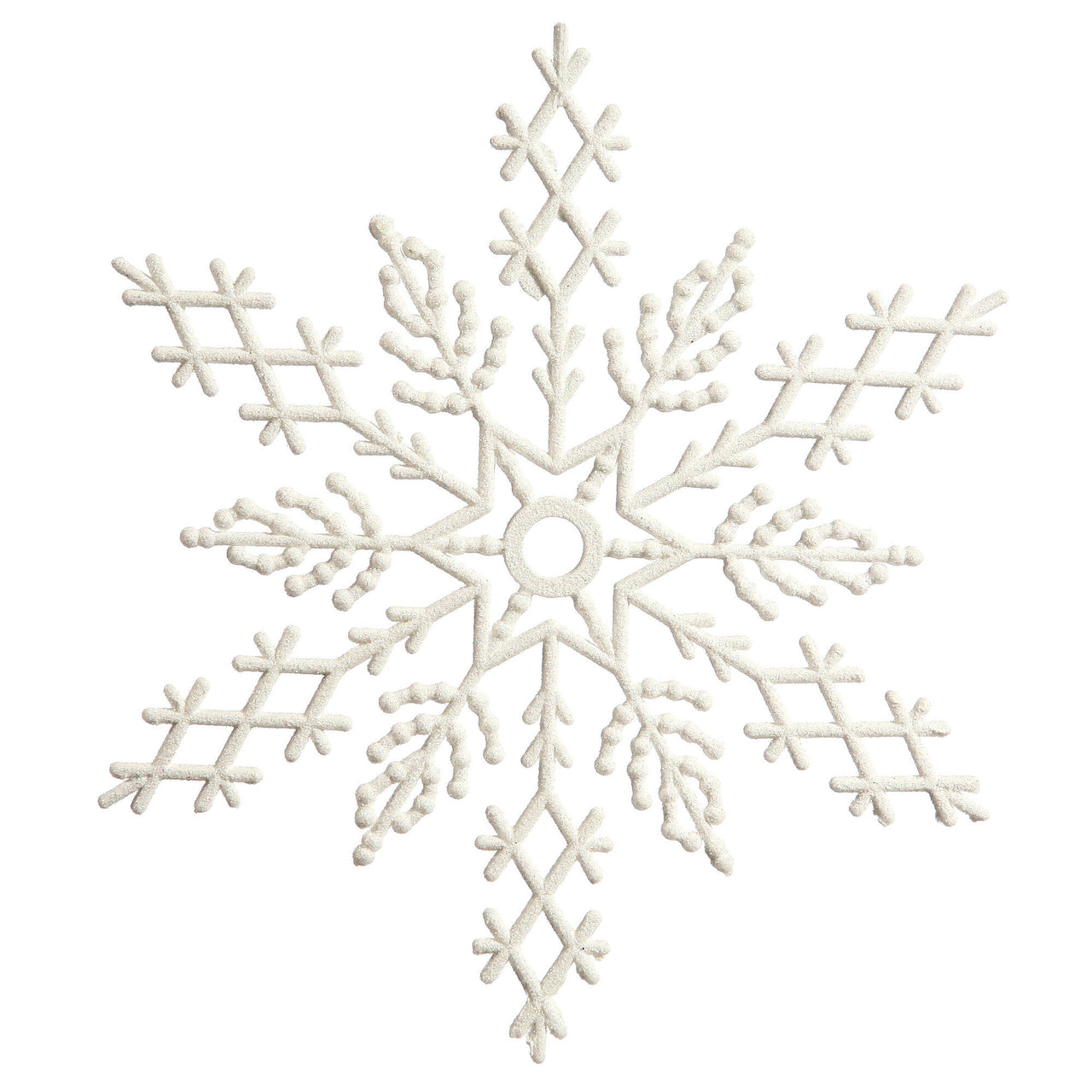 8" White Glitter Snowflake 12/Pvc Box