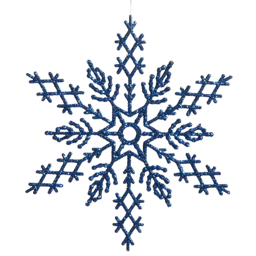 8" Blue Glitter Snowflake 12/Pvc Box