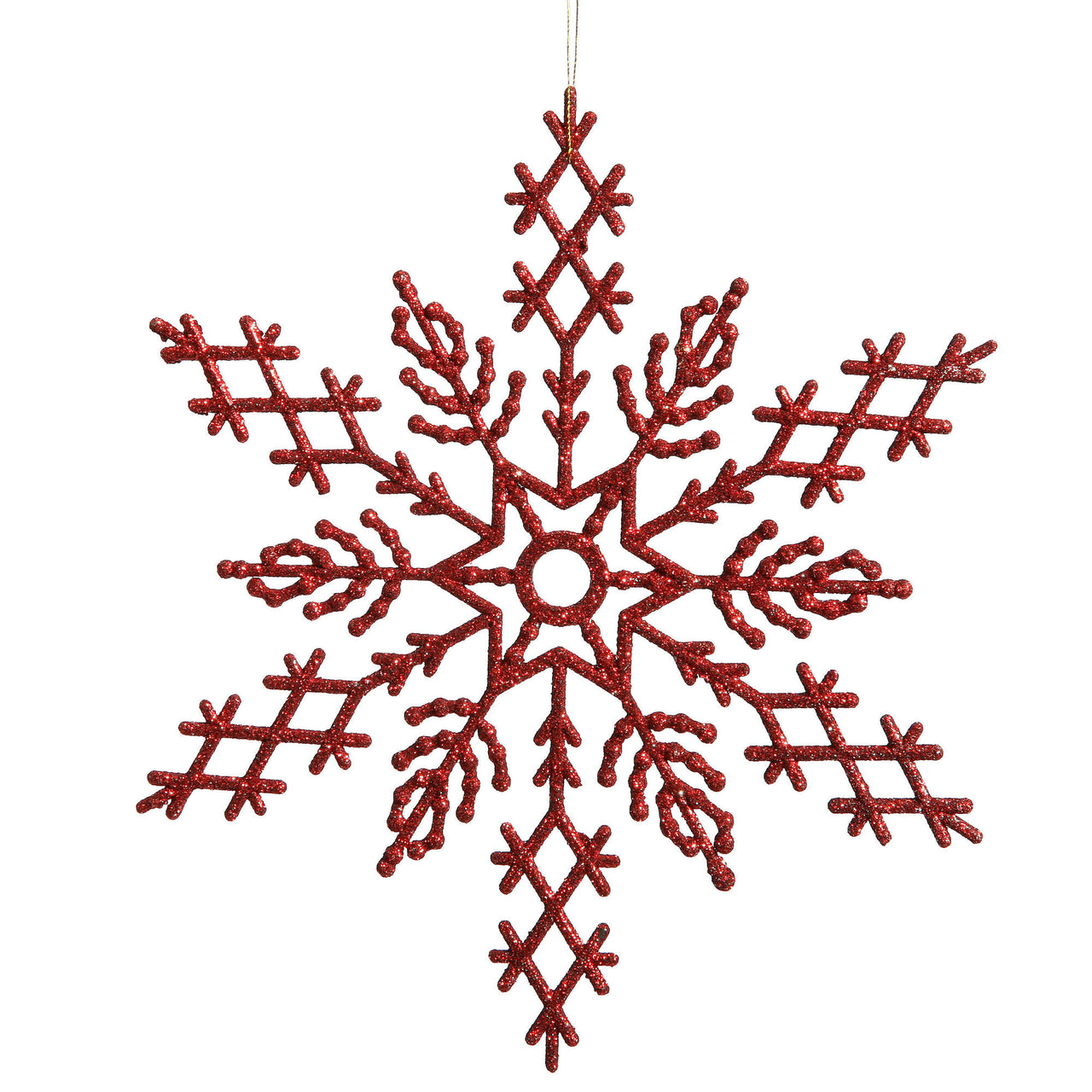 8" Red Glitter Snowflake 12/Pvc Box