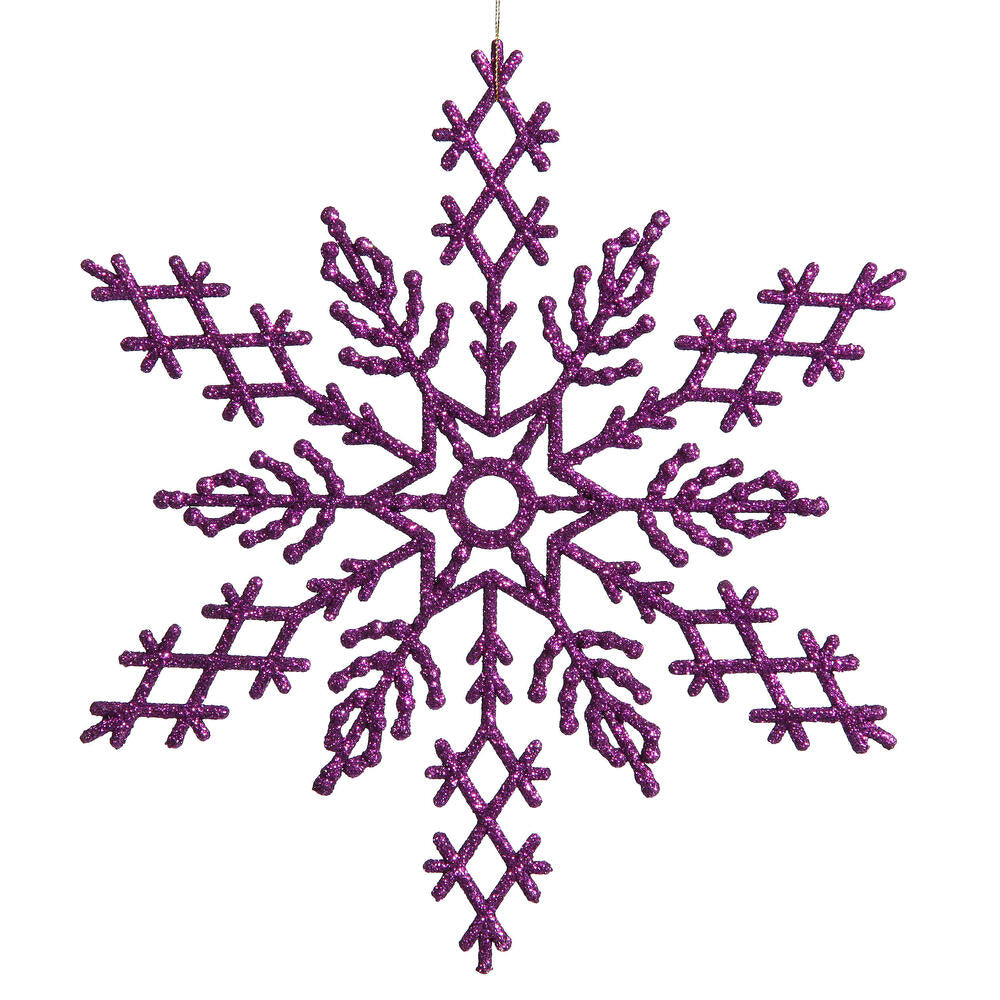 8" Purple Glitter Snowflake 12/Pvc Box