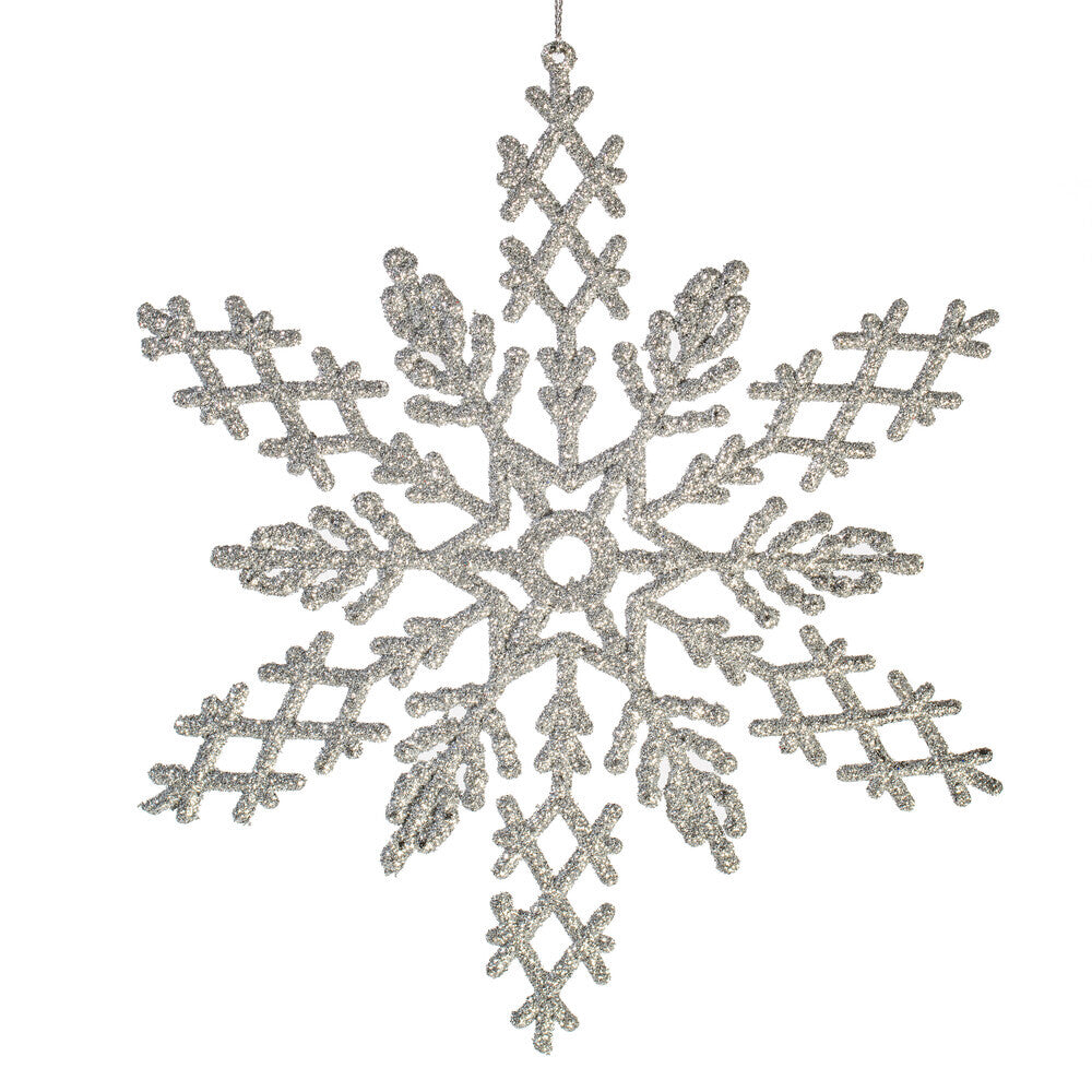 8" Silver Glitter Snowflake 12/Pvc Box