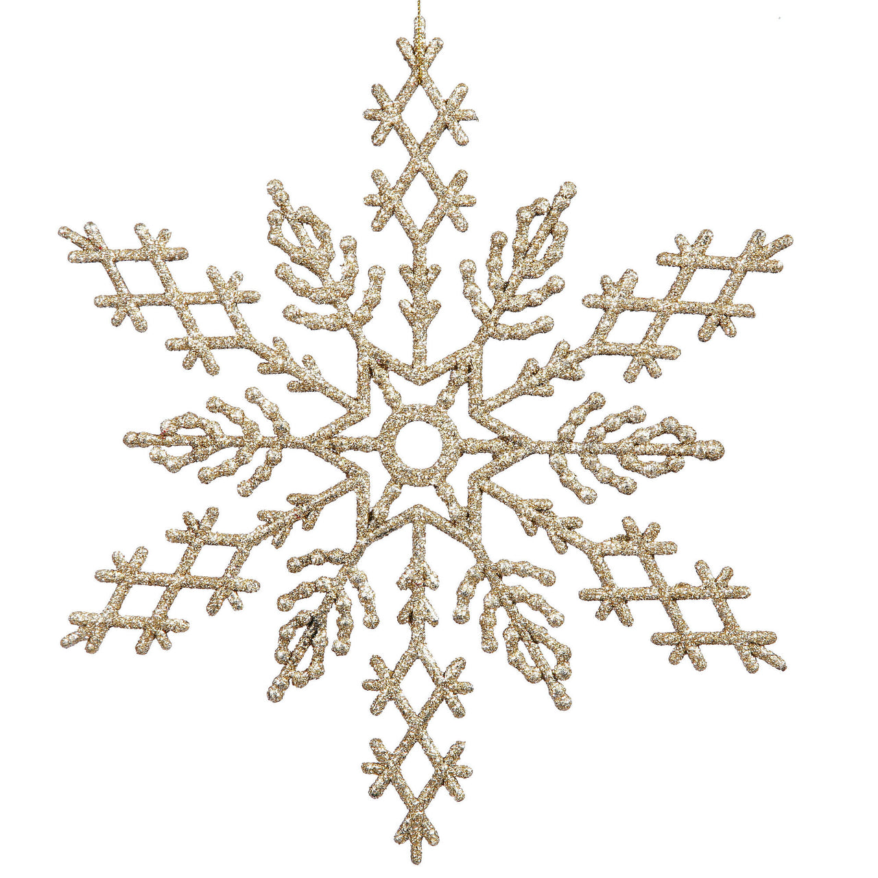 8" Champagne Glitter Snowflake 12/Pvc Bx