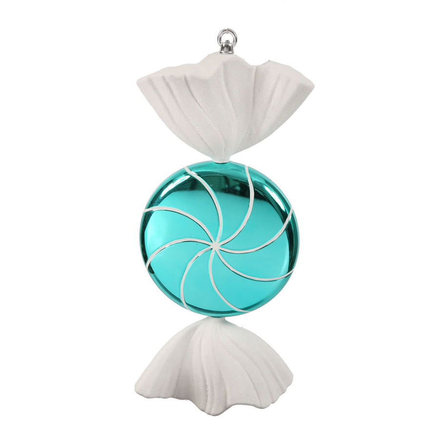 18.5" Turquoise White Swirl Candy