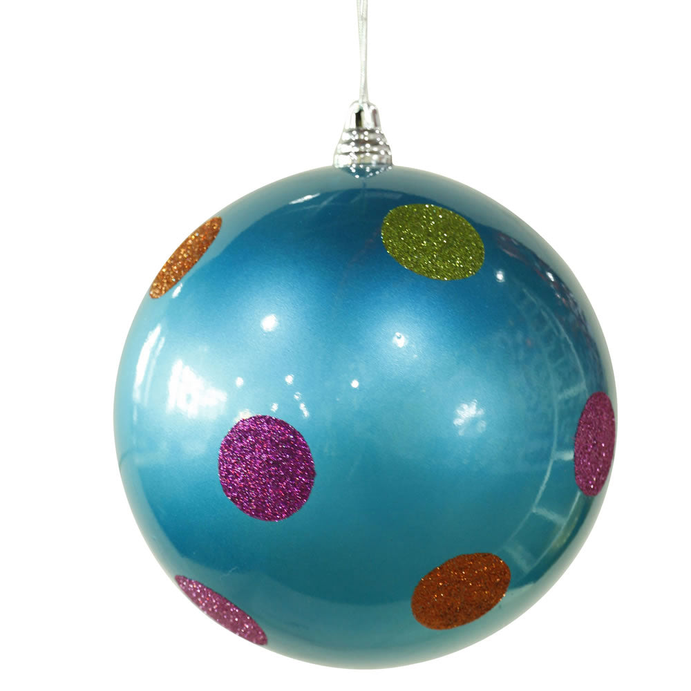 8" Turquoise Candy Polka Dot Ball