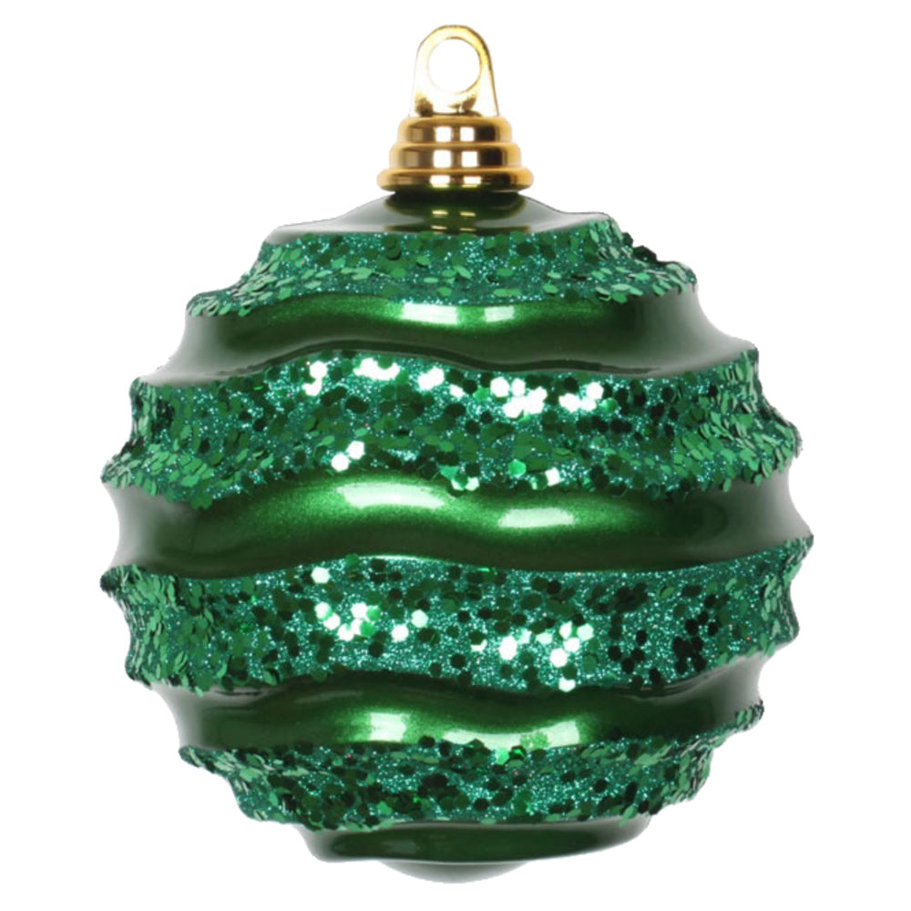 6" Green Candy Glitter Wave Ball