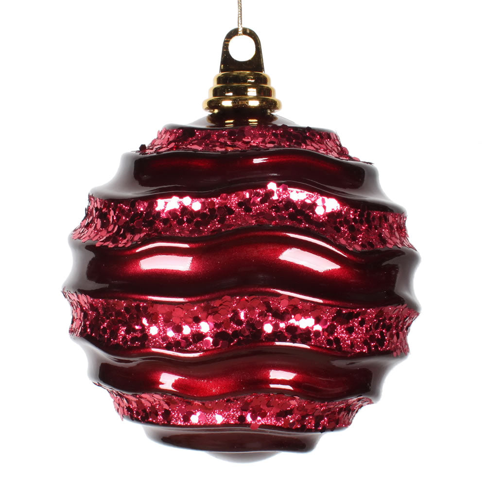 6'' Burgundy Candy Glitter Wave Ball