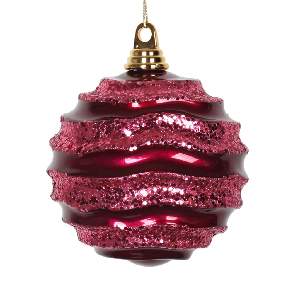 6" Fuchsia Candy Glitter Wave Ball