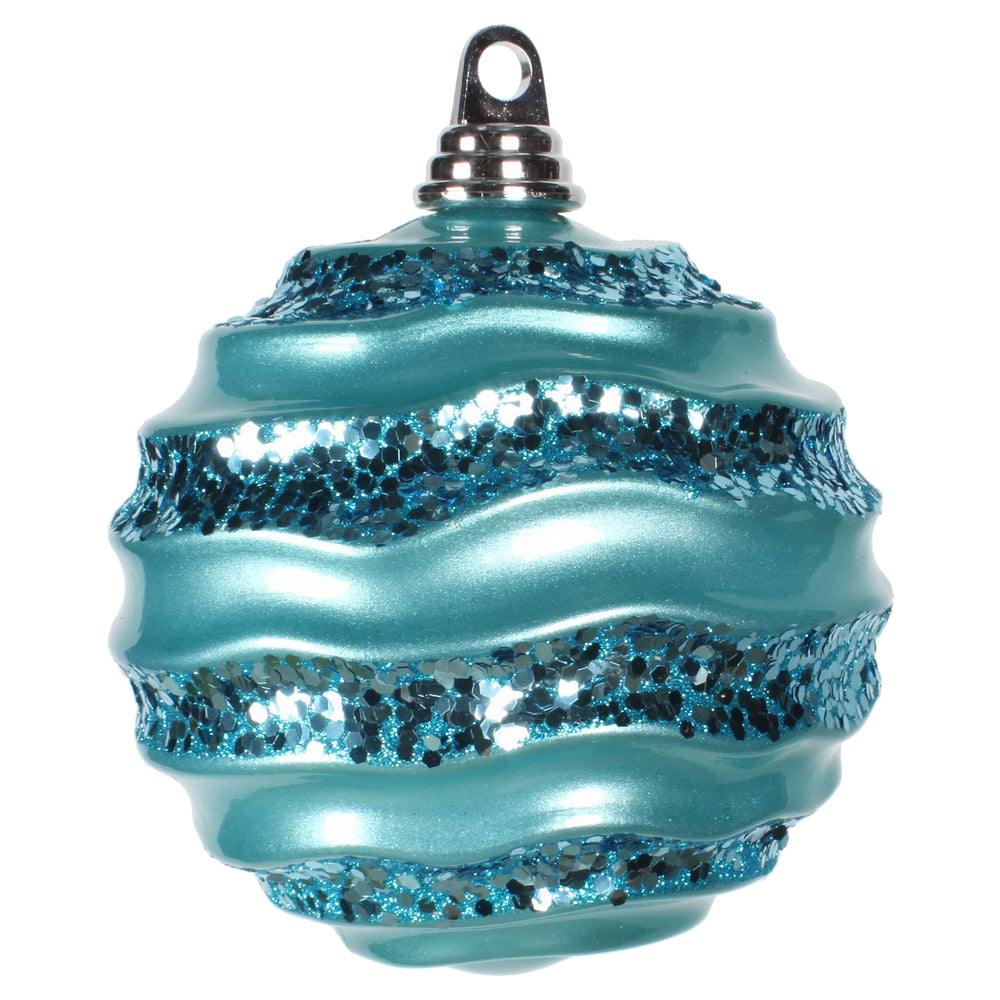 6'' Turquoise Candy Glitter Wave Ball