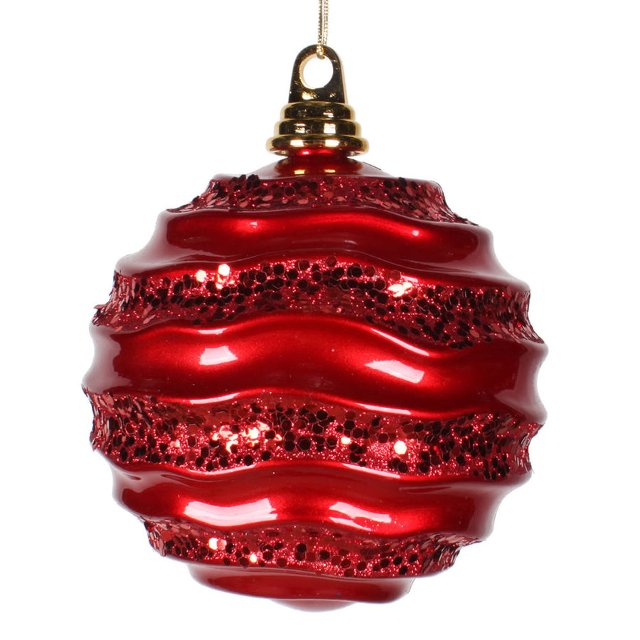 8" Red Candy Glitter Wave Ball