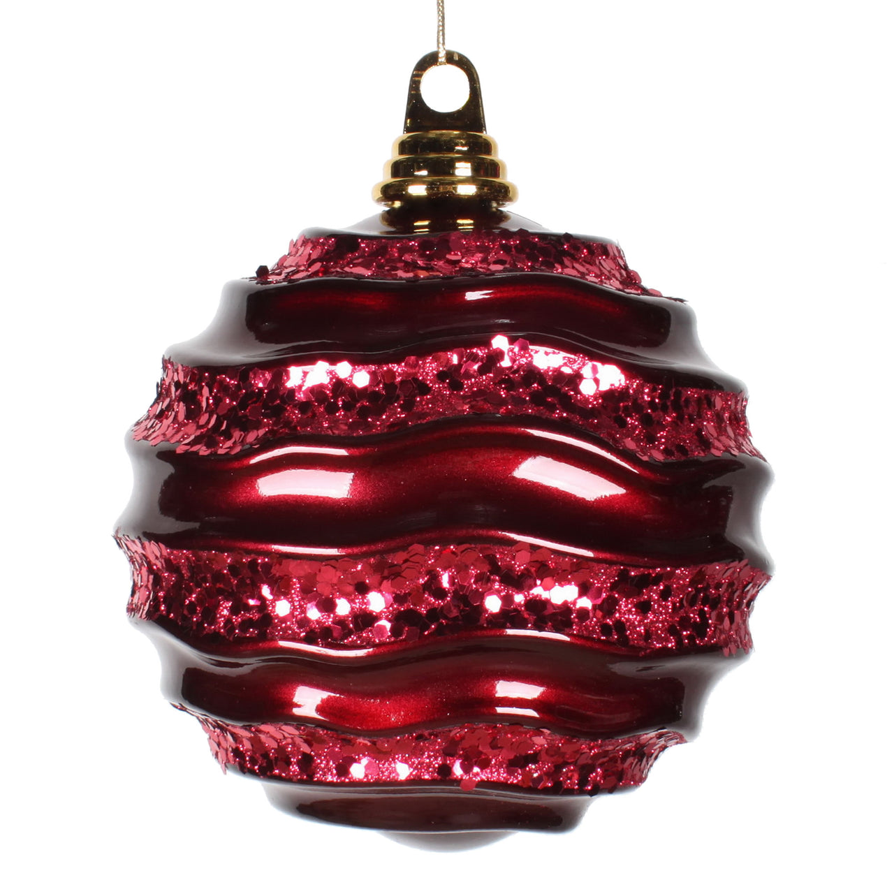 8'' Burgundy Candy Glitter Wave Ball