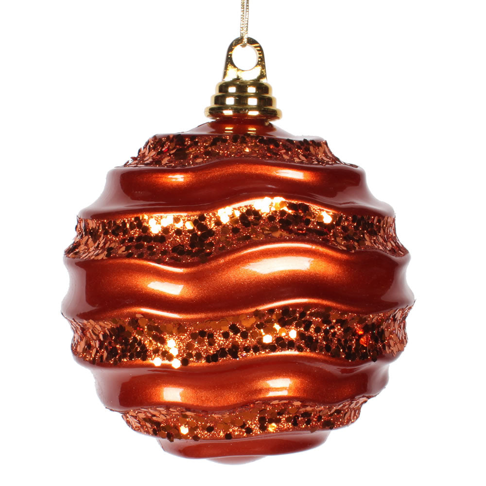8'' Burn Orange Candy Glitter Wave Ball