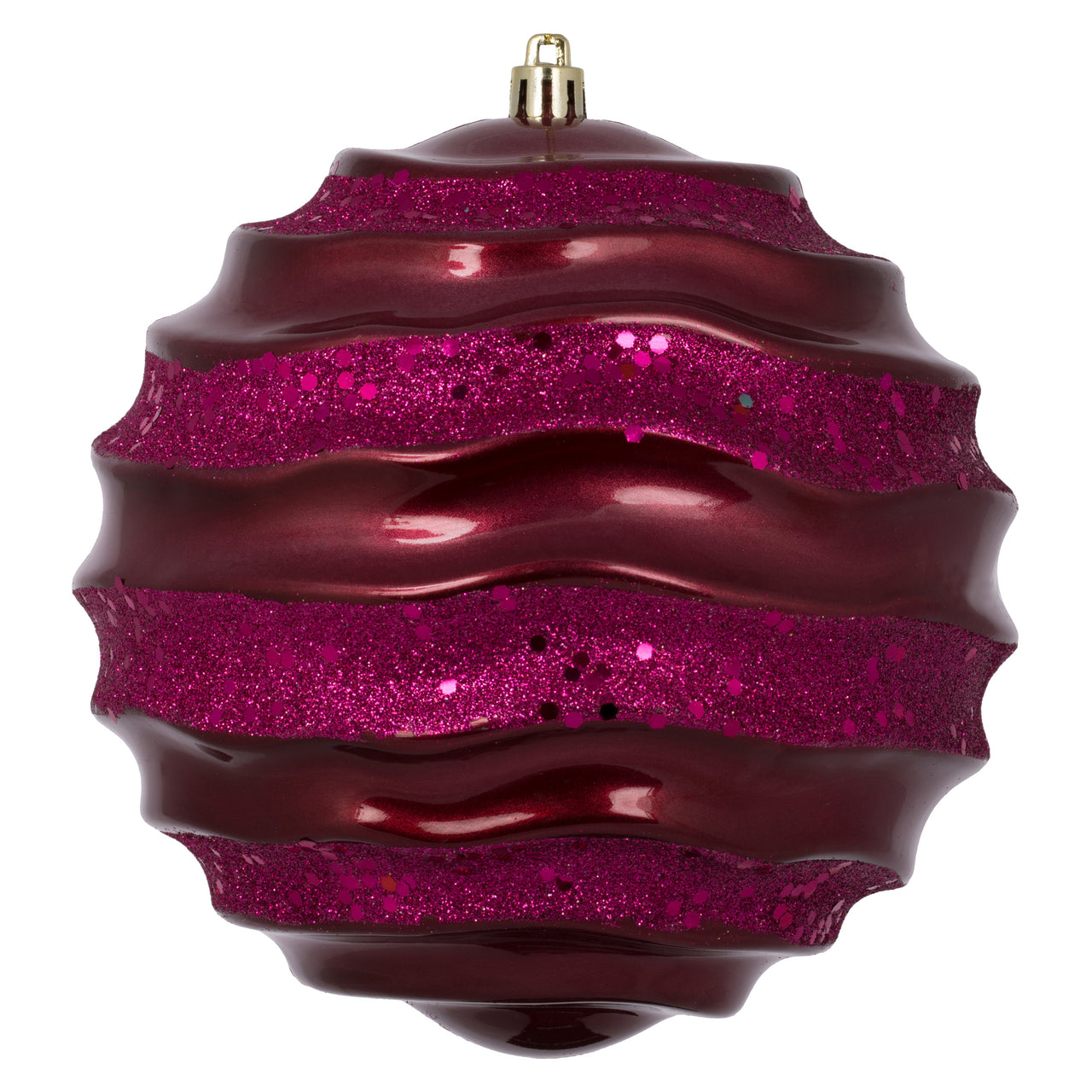8" Berry Red Candy Glitter Wave Ball
