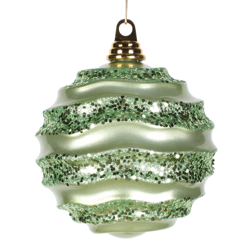 8'' Celadon Green Candy Glit Wave Ball