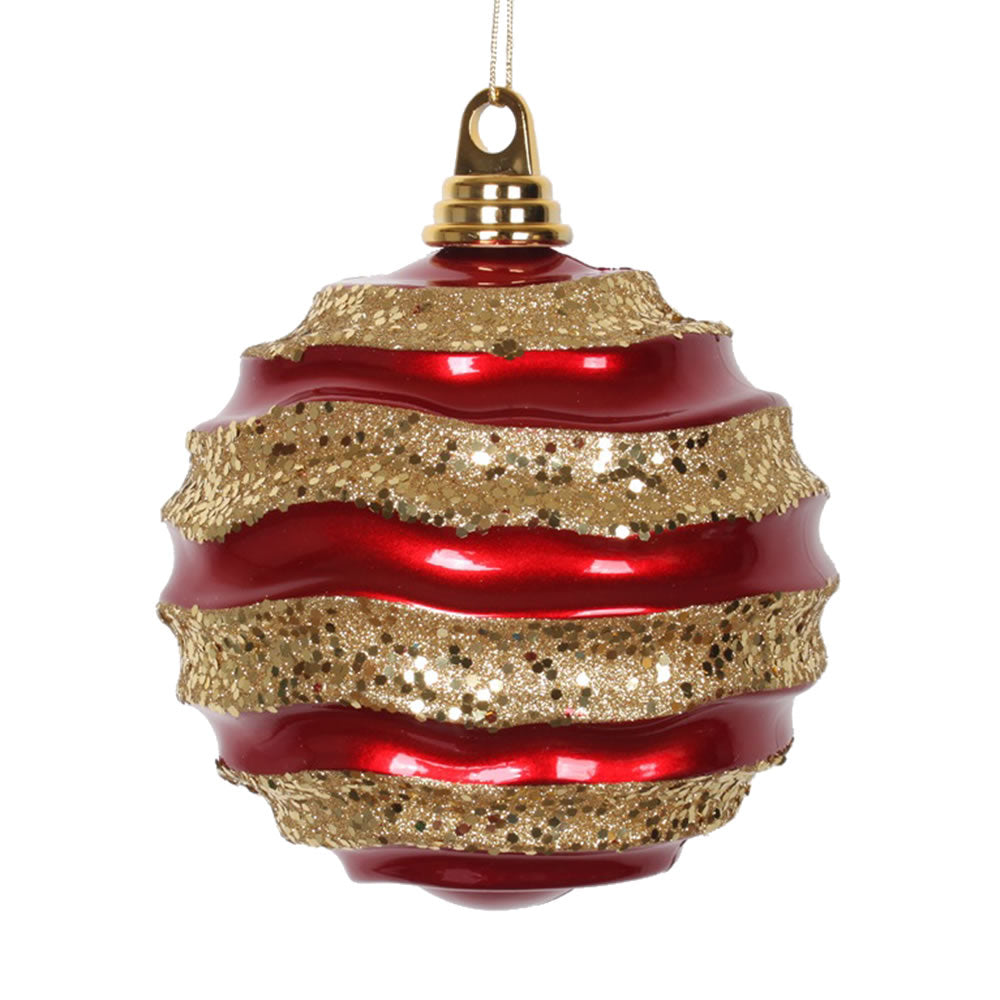 8" Red-Gold Candy Glitter Wave Ball